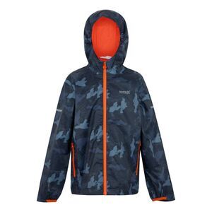 Regatta Childrens/Kids Lever II Camo Waterproof Jacket / Navy/Tangerine Tango